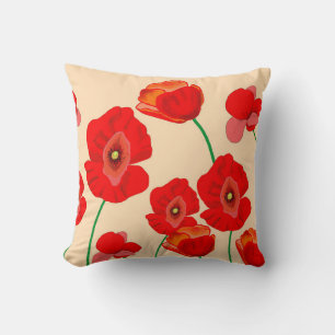 Red Poppy Field  Cushion
