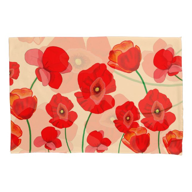 Red Poppy Field  Pillowcase (Front)