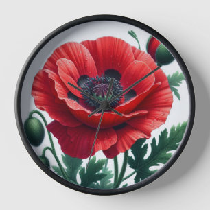 Red Poppy Floral Clock