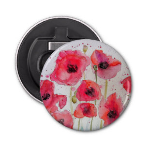 Red Poppy floral Flower Pattern Paper Party Plate Bottle Opener