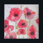 Red Poppy floral Flower Pattern Paper Party Plate Magnet<br><div class="desc">Red Poppy Flower Pattern Paper Party Plate. Designed from my original watercolours.</div>