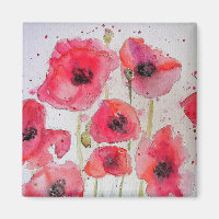 Red Poppy floral Flower Pattern Paper Party Plate