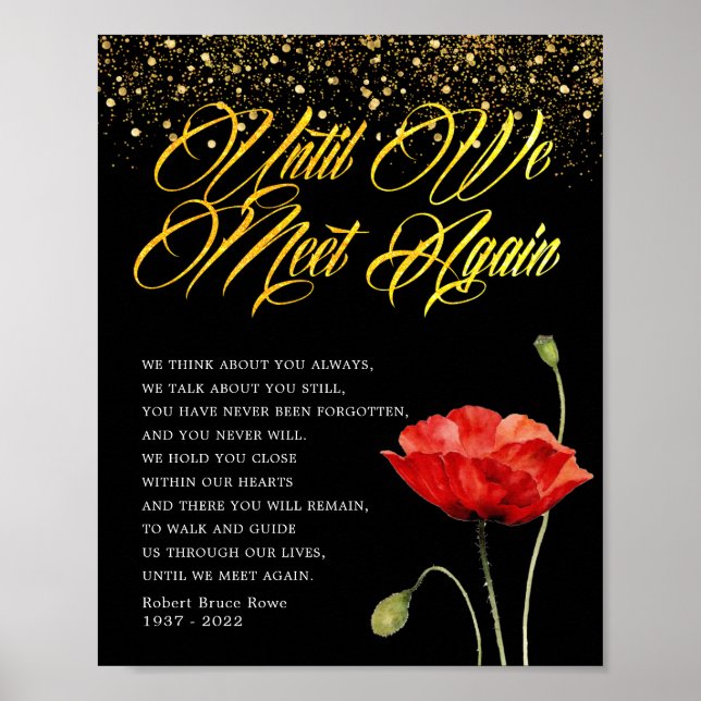 Red Poppy Floral Funeral Poem Sign (Front)