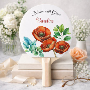 Red Poppy Floral Gift for Her Active Lifestyle Ping Pong Paddle