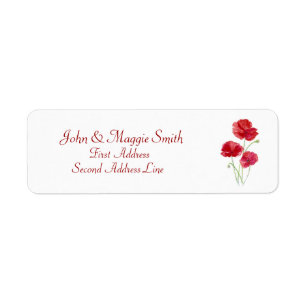Red Poppy Floral- Nature -  Address Label