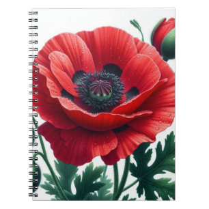 Red Poppy Floral Notebook