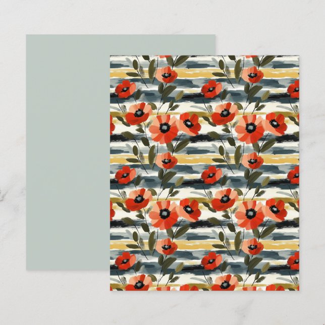 Red Poppy Floral Scrapbook Paper (Front/Back)