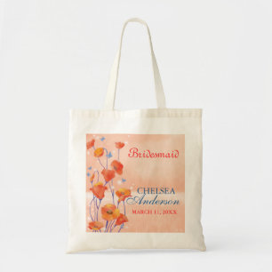 Red Poppy Floral Wedding Bridesmaids Gift Tote Bag