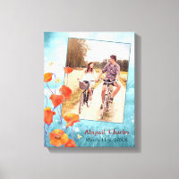 Red Poppy Floral Wedding Photo Keepsake