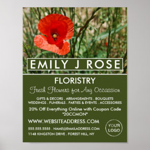 Red Poppy, Floristry Advertising Poster