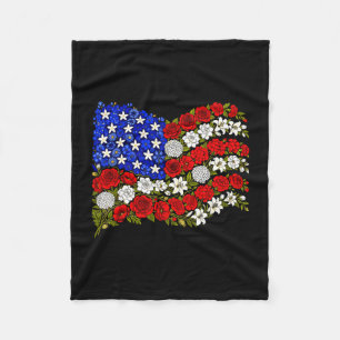 Red poppy flower american flag remembrance 4th of fleece blanket
