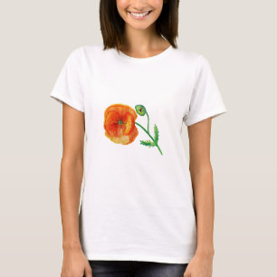 Red Poppy Flower Art Drawing Summer T-Shirt