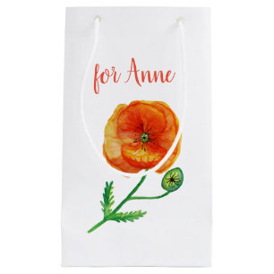 Red Poppy Flower, Botanical Gift Bag