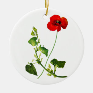 Red Poppy Flower Ceramic Tree Decoration