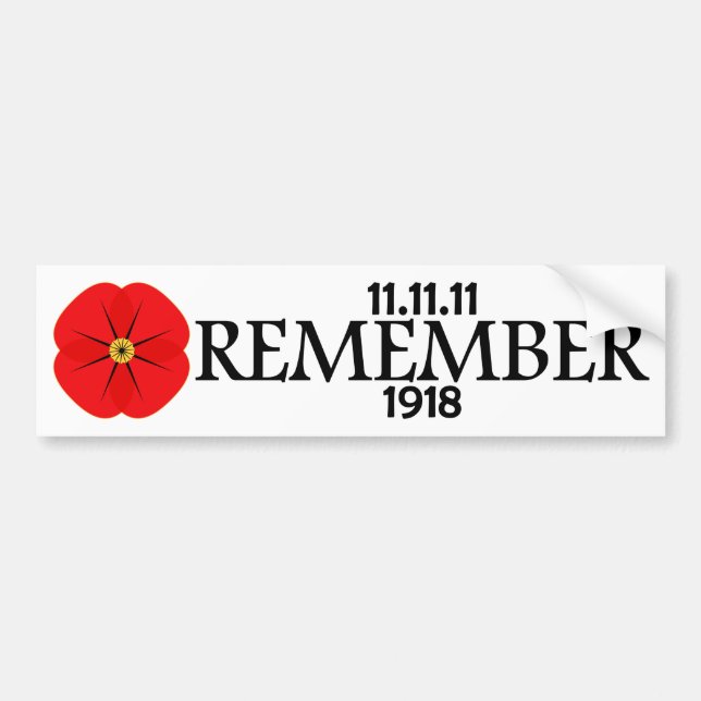Red Poppy Flower Commemorative Design Bumper Sticker (Front)