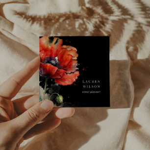 Red Poppy Flower Elegant Business Card