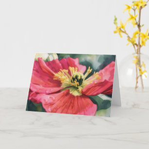 Red Poppy Flower Floral Art Note Card