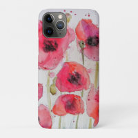 Red Poppy Flower Floral Watercolor Luggage Tag
