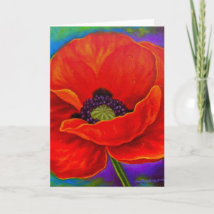 Red Poppy Flower Painting Card