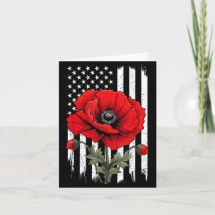 Red Poppy Flower Patriotic Flag USA Memorial Day Card