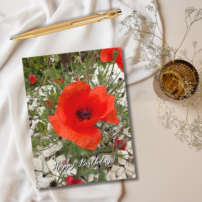 Red Poppy Flower Portugal Photography, Travel Holiday Postcard (Creator Uploaded)