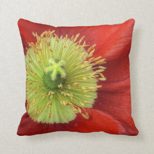 Red Poppy Flower Throw Pillow