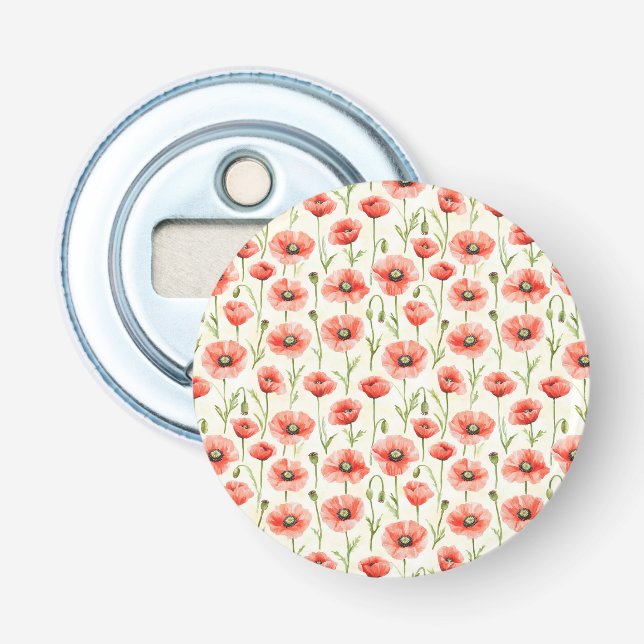 Red Poppy Flowers Bottle Opener (Front)