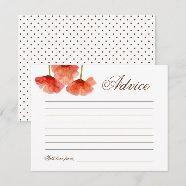 Red Poppy Flowers Bridal Shower Wedding Advice Invitation (Front/Back)