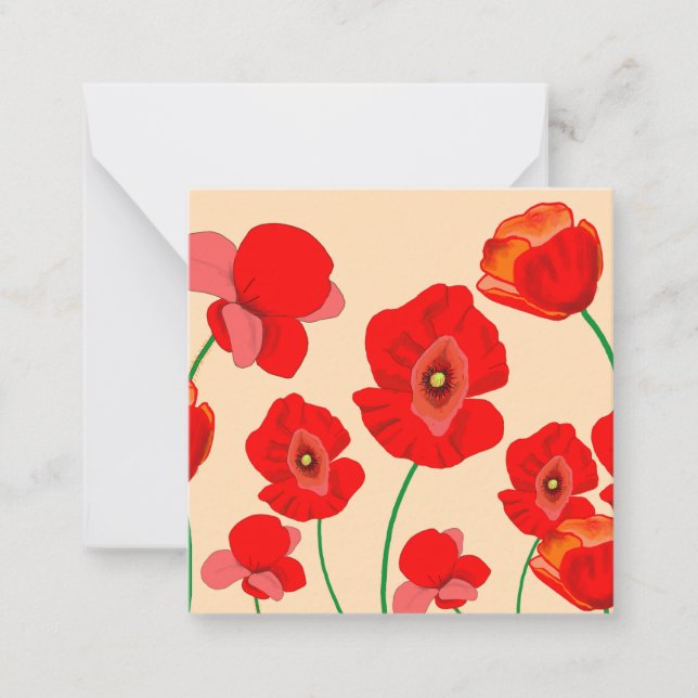 Red Poppy Flowers Card (Front)