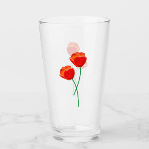 Red Poppy Flowers Glass