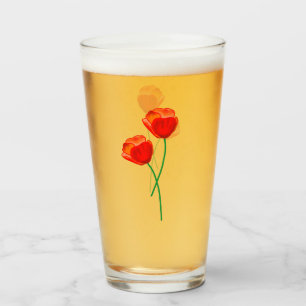 Red Poppy Flowers Glass