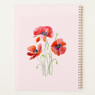 red poppy flowers hand painted planner
