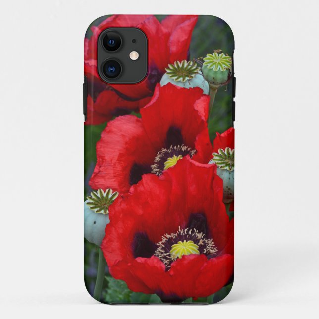 Red poppy flowers iphone case (Back)