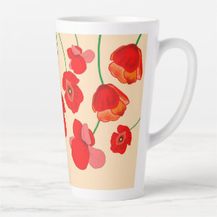 Red Poppy Flowers Latte Mug