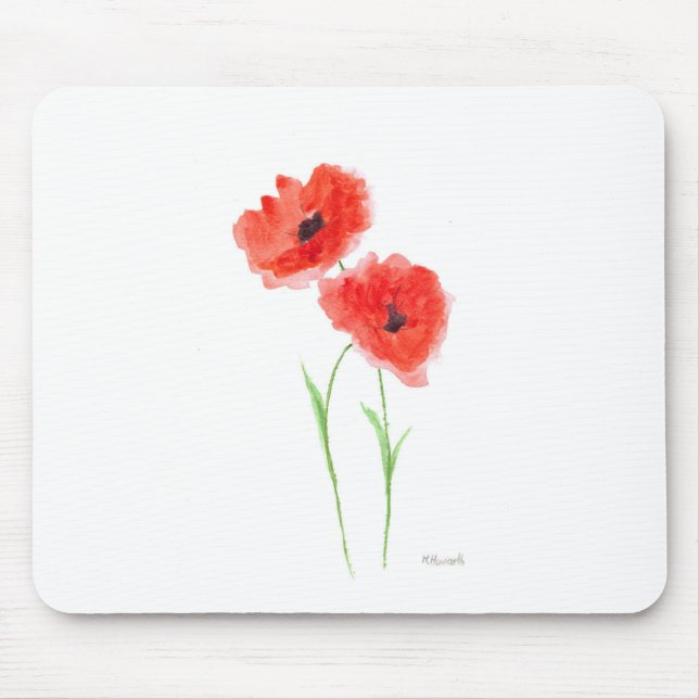 Red poppy flowers mouse mat (Front)