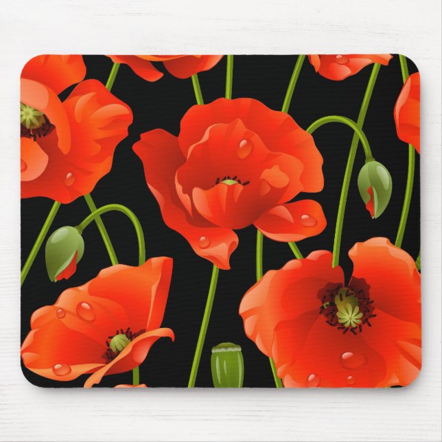 Red Poppy Flowers Mouse Mat (Front)