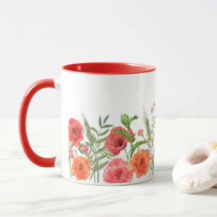  Red Poppy Flowers Mug