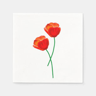Red Poppy Flowers Napkin