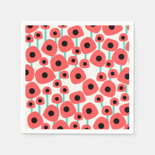 Red Poppy Flowers Paper Napkins