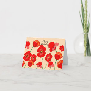 Red Poppy Flowers Personalised   Card