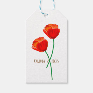 Red Poppy Flowers Personalised Gift Tags