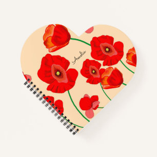 Red Poppy Flowers Personalised Notebook