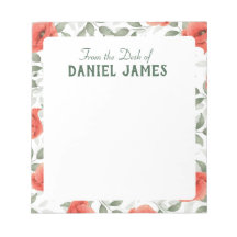 Red Poppy Flowers Personalised Notepad