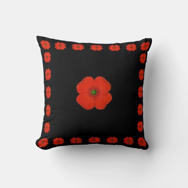 Red poppy flowers - poppies cushion (Front)
