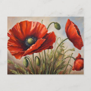 Red Poppy Flowers Postcard