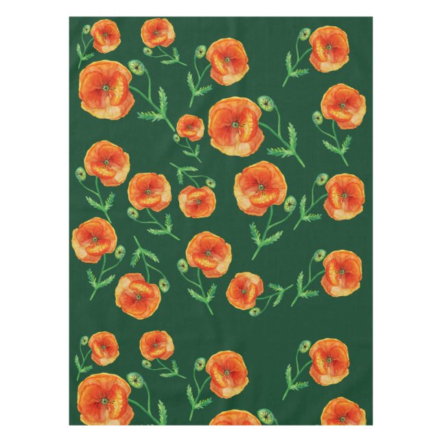 Red Poppy Flowers Tablecloth (Front)