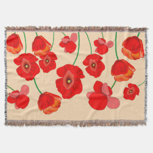 Red Poppy Flowers   Throw Blanket