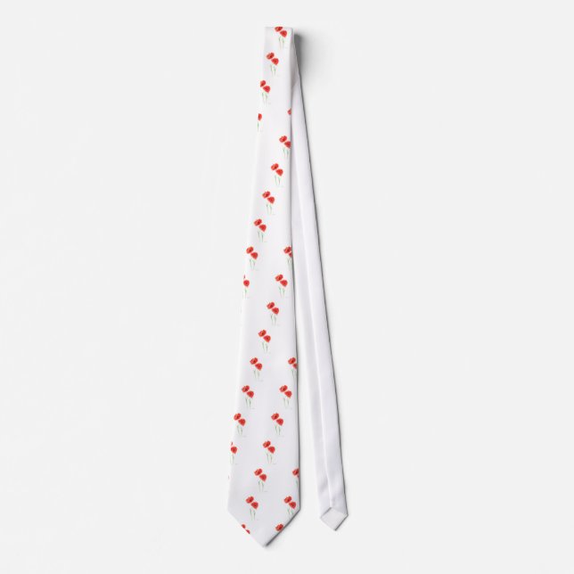 Red poppy flowers tie (Front)
