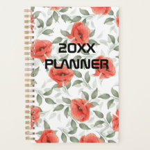 Red Poppy Flowers Weekly & Monthly Planner