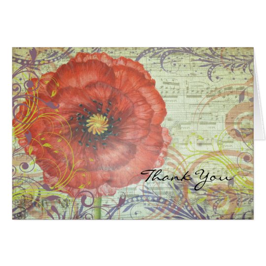 RED POPPY Folded Thank You Card